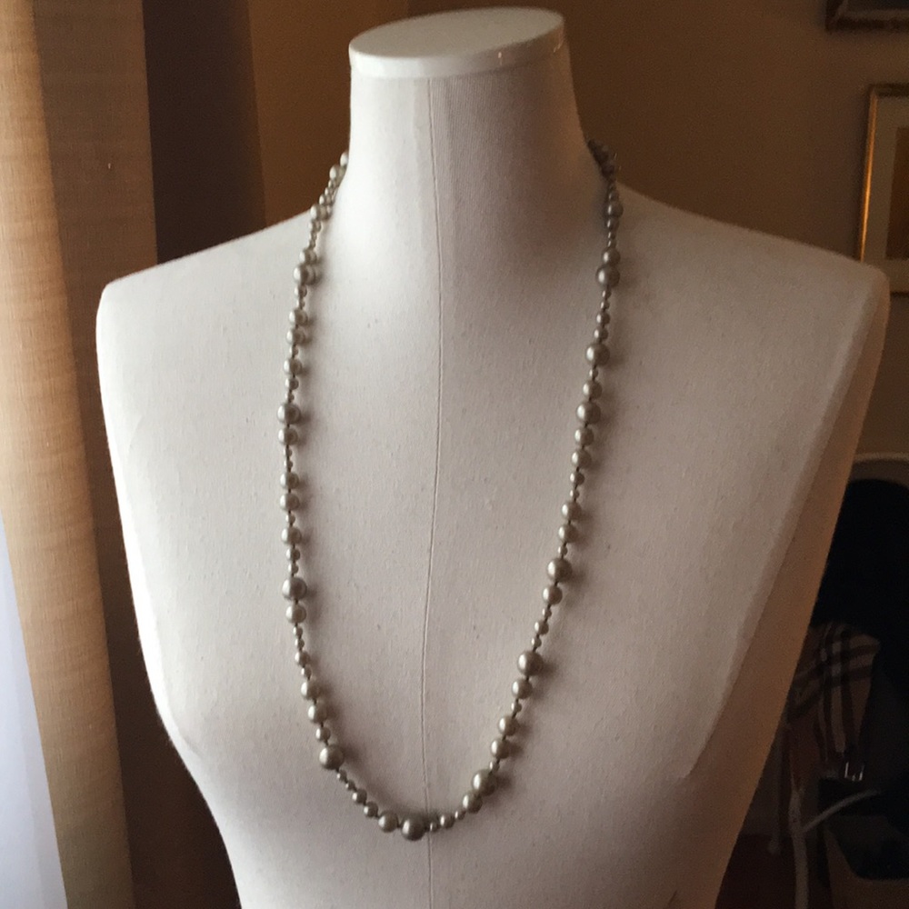 J Crew Silver Pearl Necklace